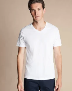 Nightwear & Pajamas|t-shirts<Charles Tyrwhitt 2 Pack V-Neck Cotton T-Shirt - White