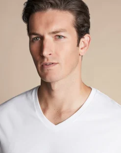 Nightwear & Pajamas|t-shirts<Charles Tyrwhitt 2 Pack V-Neck Cotton T-Shirt - White