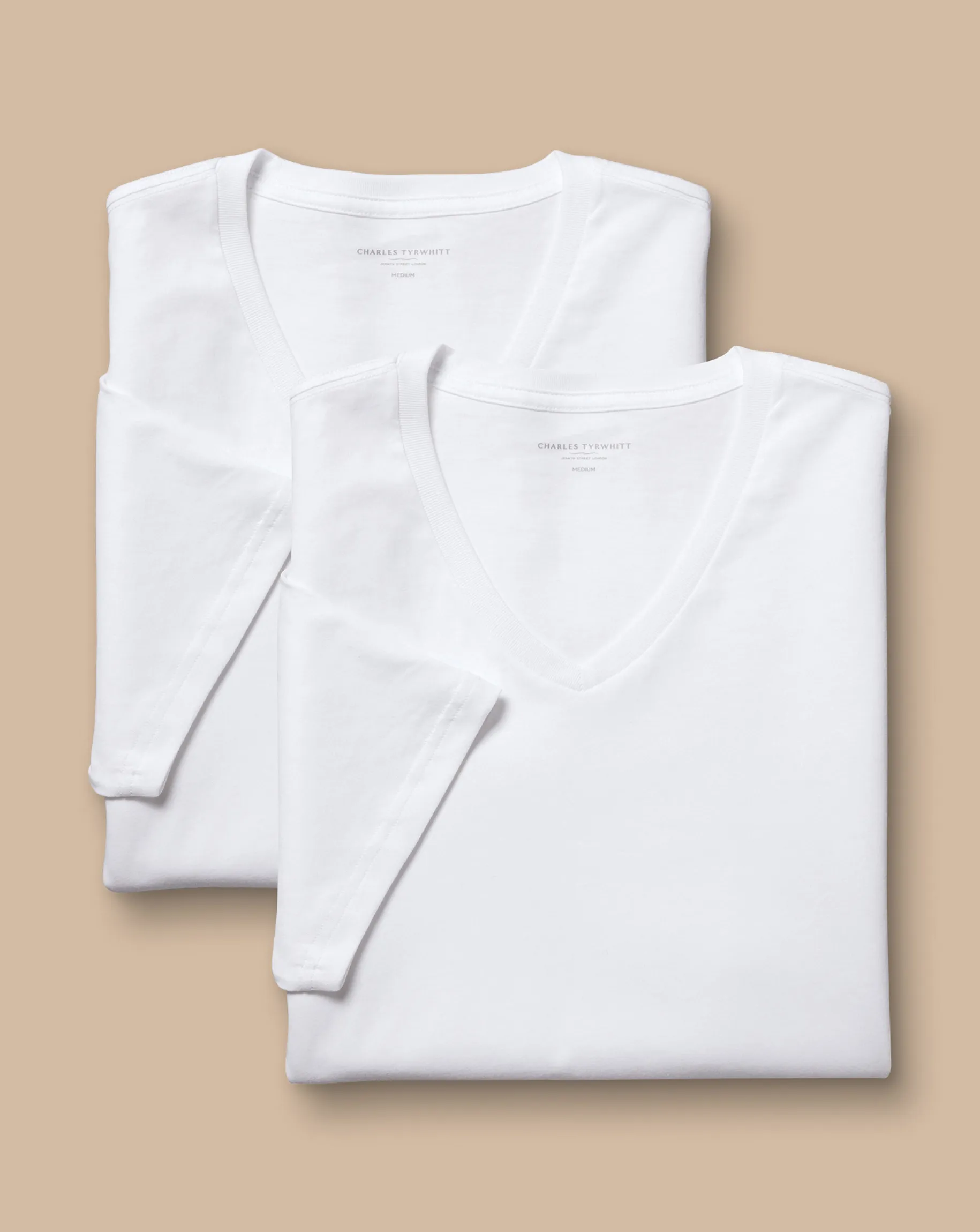 Nightwear & Pajamas|t-shirts<Charles Tyrwhitt 2 Pack V-Neck Cotton T-Shirt - White