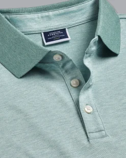 Shirt Sale|Polos<Charles Tyrwhitt Birdseye Pique Polo - Green Teal