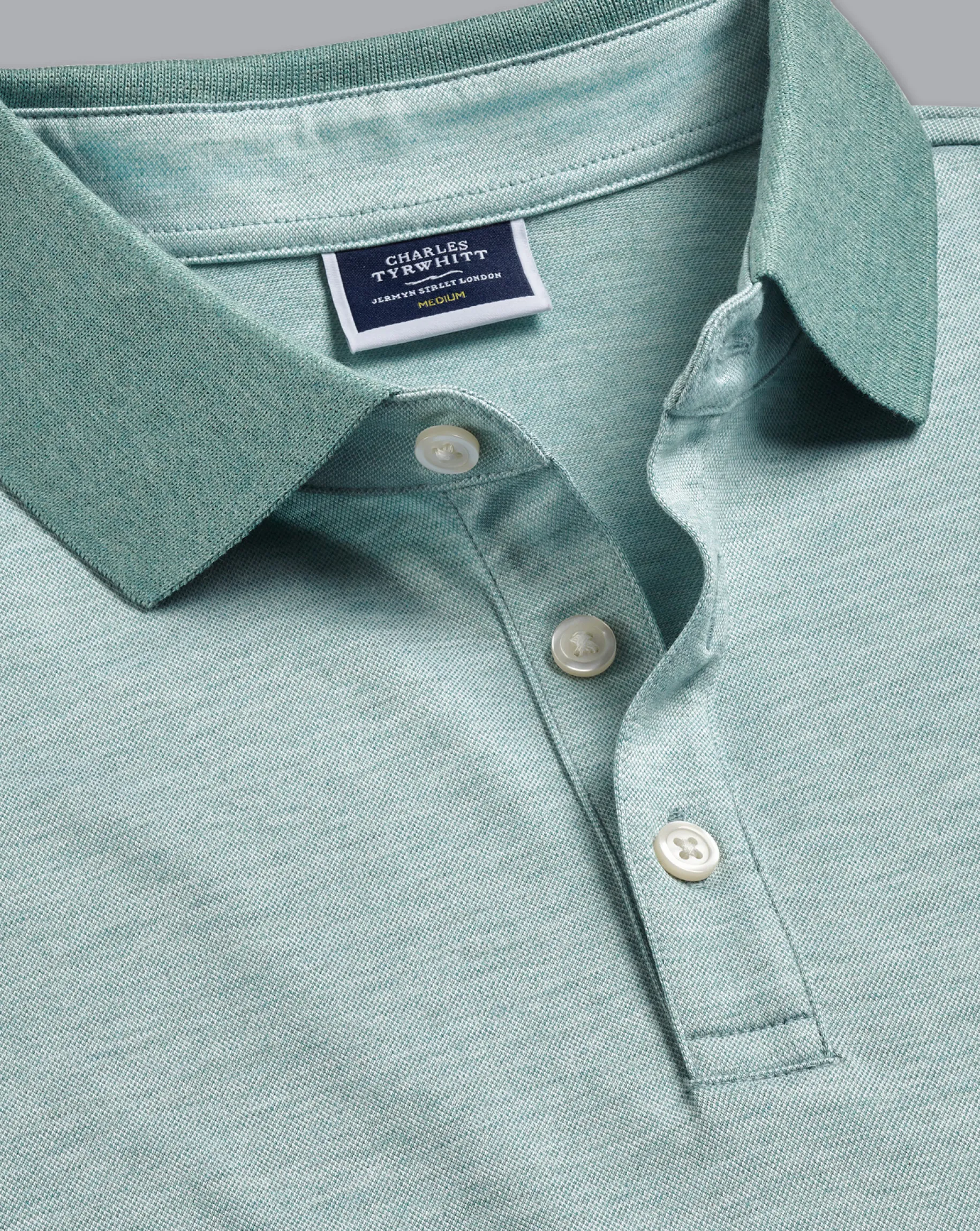 Shirt Sale|Polos<Charles Tyrwhitt Birdseye Pique Polo - Green Teal