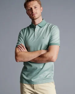 Shirt Sale|Polos<Charles Tyrwhitt Birdseye Pique Polo - Green Teal