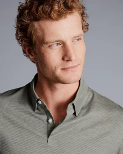 Shirt Sale|Polos<Charles Tyrwhitt Birdseye Stripe Jacquard Polo - Light Grey