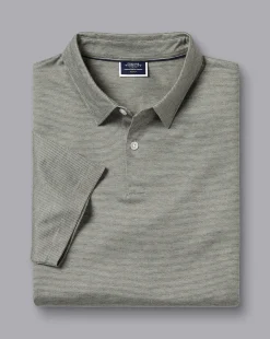 Shirt Sale|Polos<Charles Tyrwhitt Birdseye Stripe Jacquard Polo - Light Grey