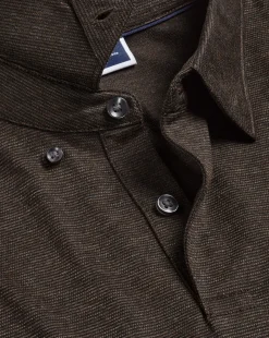 Shirt Sale|Polos<Charles Tyrwhitt Birdseye Stripe Jacquard Polo - Brown Chocolate