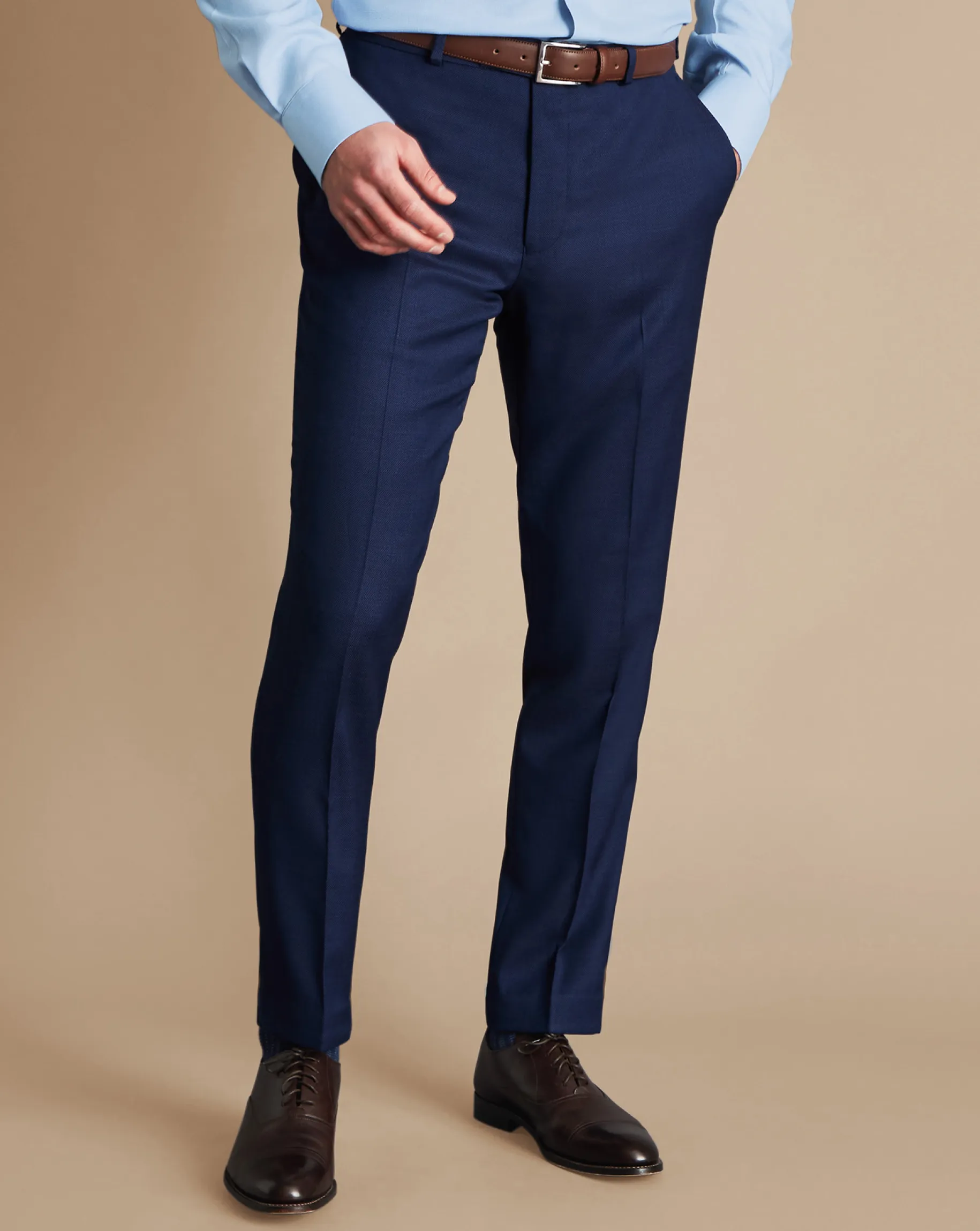 Suit Pants<Charles Tyrwhitt Birdseye Ultimate Performance Suit Pants - Blue Indigo