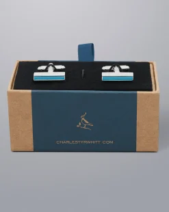 Accessories<Charles Tyrwhitt Blue Bar Enamel Cufflink - Ocean Blue