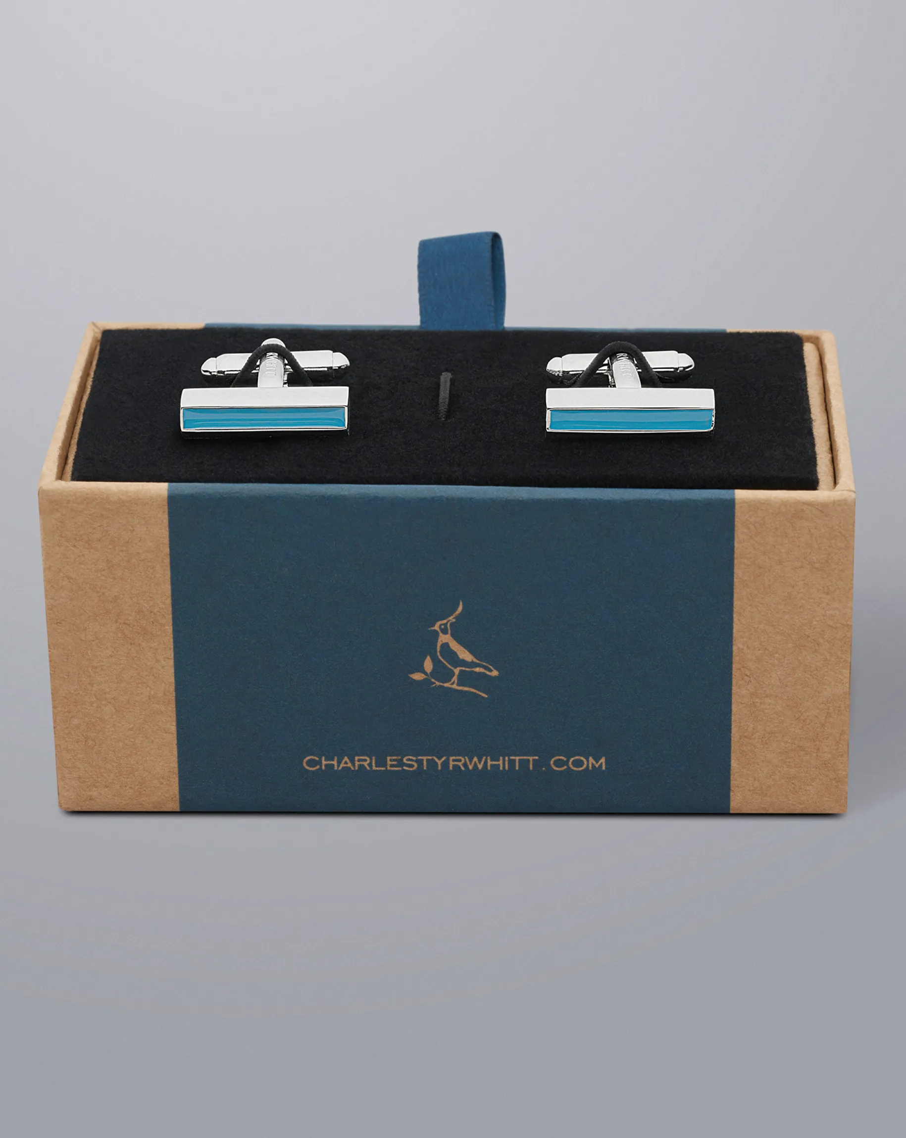 Accessories<Charles Tyrwhitt Blue Bar Enamel Cufflink - Ocean Blue