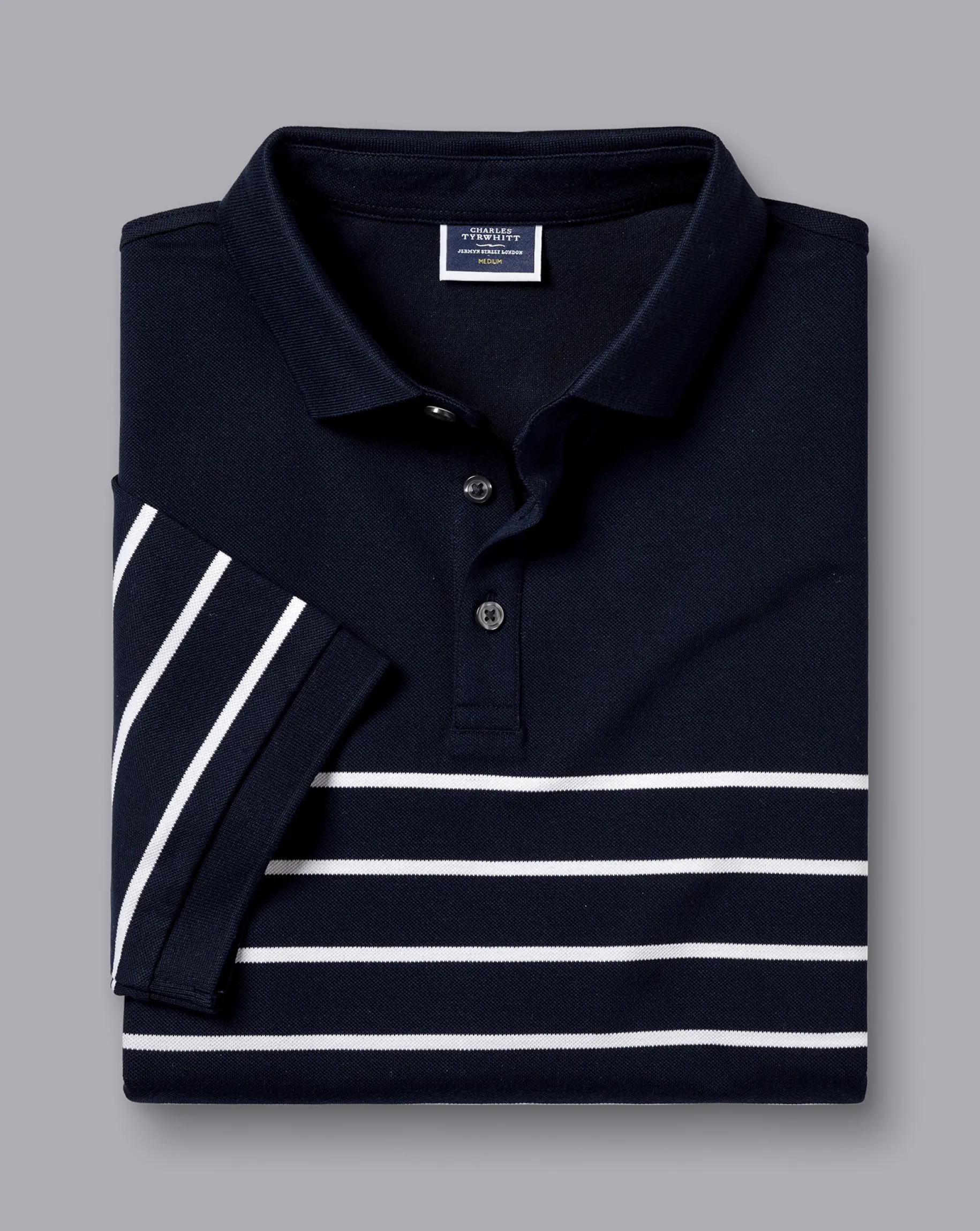 Shirt Sale|Polos<Charles Tyrwhitt Breton Stripe Tyrwhitt Pique Polo - Navy & White Navy and White
