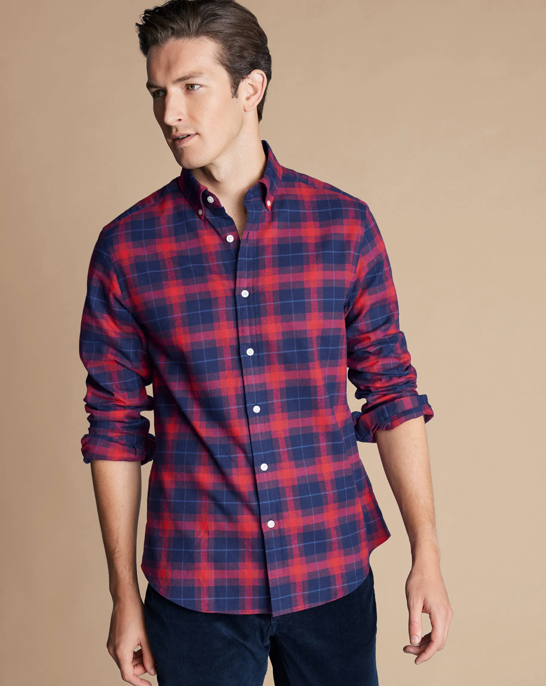 Shirt Sale|Casual Shirts<Charles Tyrwhitt Brushed Flannel Check Shirt - Red