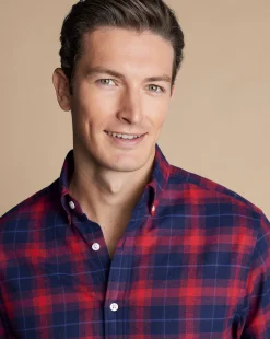 Shirt Sale|Casual Shirts<Charles Tyrwhitt Brushed Flannel Check Shirt - Red