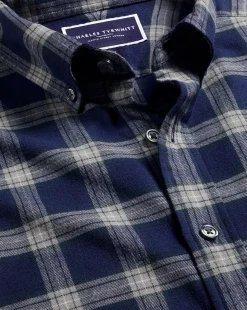 Shirt Sale|Casual Shirts<Charles Tyrwhitt Brushed Flannel Check Shirt - French Blue