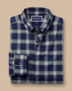 Shirt Sale|Casual Shirts<Charles Tyrwhitt Brushed Flannel Check Shirt - French Blue