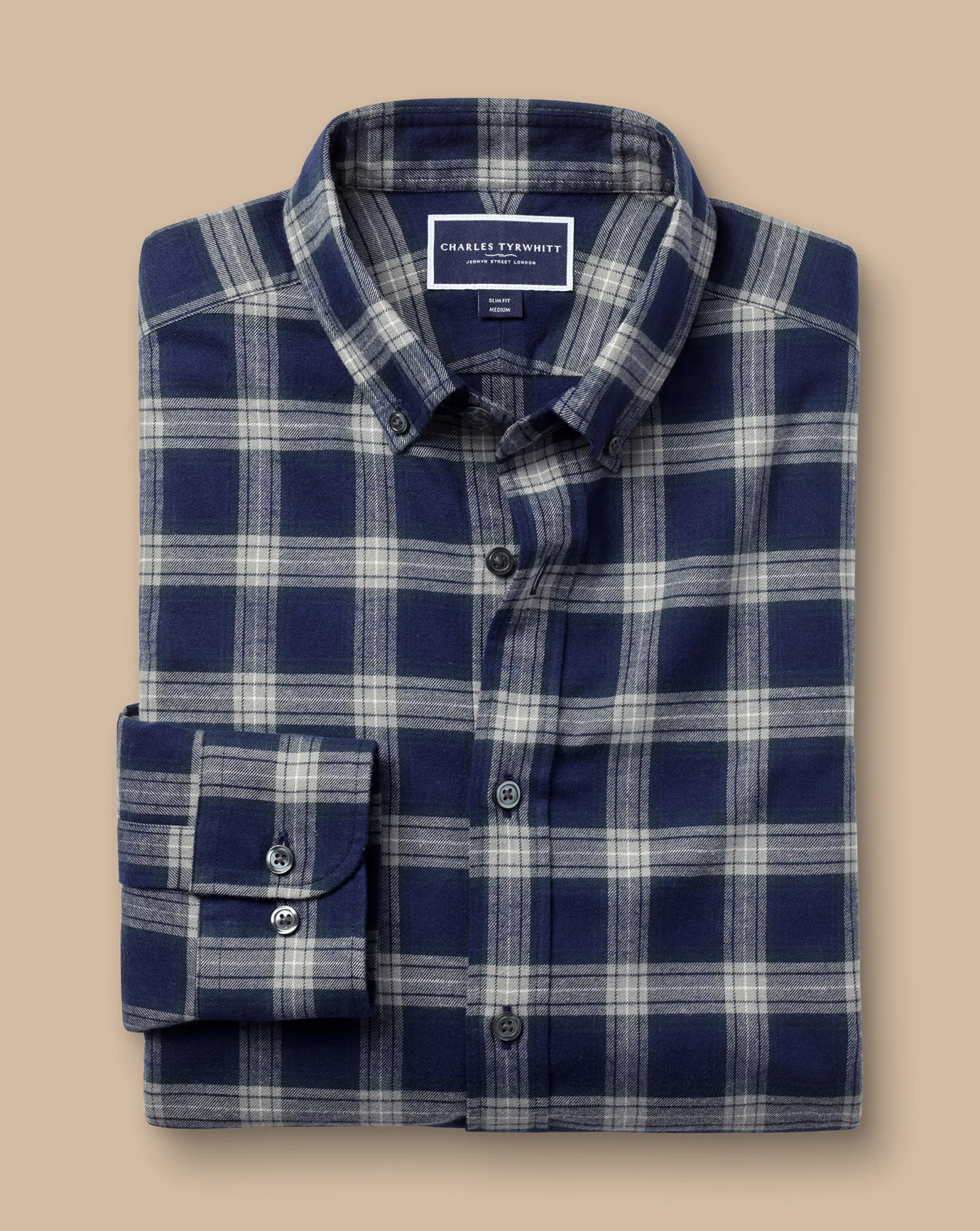 Shirt Sale|Casual Shirts<Charles Tyrwhitt Brushed Flannel Check Shirt - French Blue