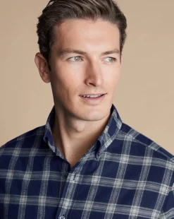 Shirt Sale|Casual Shirts<Charles Tyrwhitt Brushed Flannel Check Shirt - French Blue