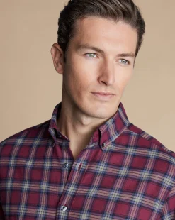 Shirt Sale|Casual Shirts<Charles Tyrwhitt Brushed Flannel Check Shirt - Dark Red
