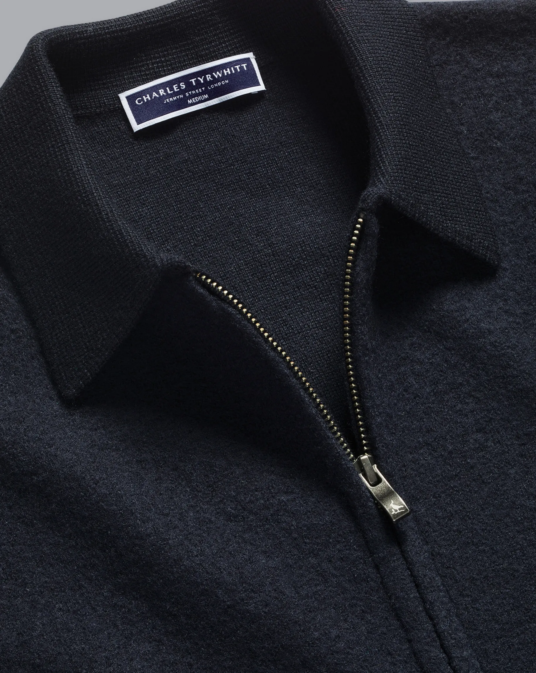 Blue Sweaters|Polo Neck Sweaters<Charles Tyrwhitt Brushed Wool & Milano Zip Through Jacket - Dark Navy