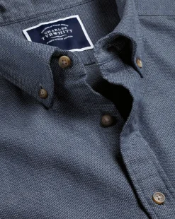 Shirt Sale|Casual Shirts<Charles Tyrwhitt Button-Down Collar Arrow Dobby Brushed Flannel Shirt - Steel Blue