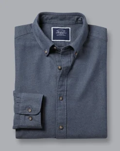 Shirt Sale|Casual Shirts<Charles Tyrwhitt Button-Down Collar Arrow Dobby Brushed Flannel Shirt - Steel Blue