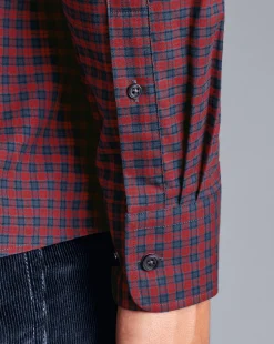 Casual Shirts|S<Charles Tyrwhitt Button-Down Collar Brushed Cotton Twill Check Shirt - Red