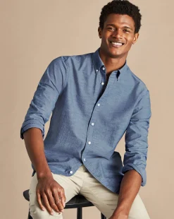 Casual Shirts|Blue Shirts<Charles Tyrwhitt Button-Down Collar Chambray Shirt - Indigo Blue