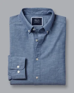 Casual Shirts|Blue Shirts<Charles Tyrwhitt Button-Down Collar Chambray Shirt - Indigo Blue