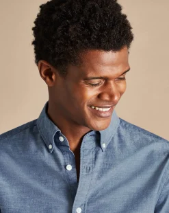 Casual Shirts|Blue Shirts<Charles Tyrwhitt Button-Down Collar Chambray Shirt - Indigo Blue