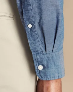 Casual Shirts|Blue Shirts<Charles Tyrwhitt Button-Down Collar Chambray Shirt - Indigo Blue
