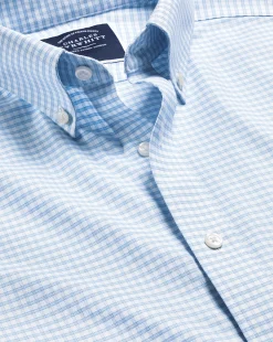 Shirt Sale|Dress Shirts<Charles Tyrwhitt Button-Down Collar Check Non-Iron Stretch Oxford Shirt - Cornflower Blue