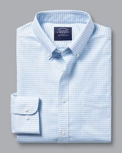 Shirt Sale|Dress Shirts<Charles Tyrwhitt Button-Down Collar Check Non-Iron Stretch Oxford Shirt - Cornflower Blue