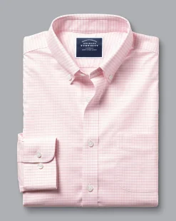 Shirt Sale|Dress Shirts<Charles Tyrwhitt Button-Down Collar Check Non-Iron Stretch Oxford Shirt - Pink