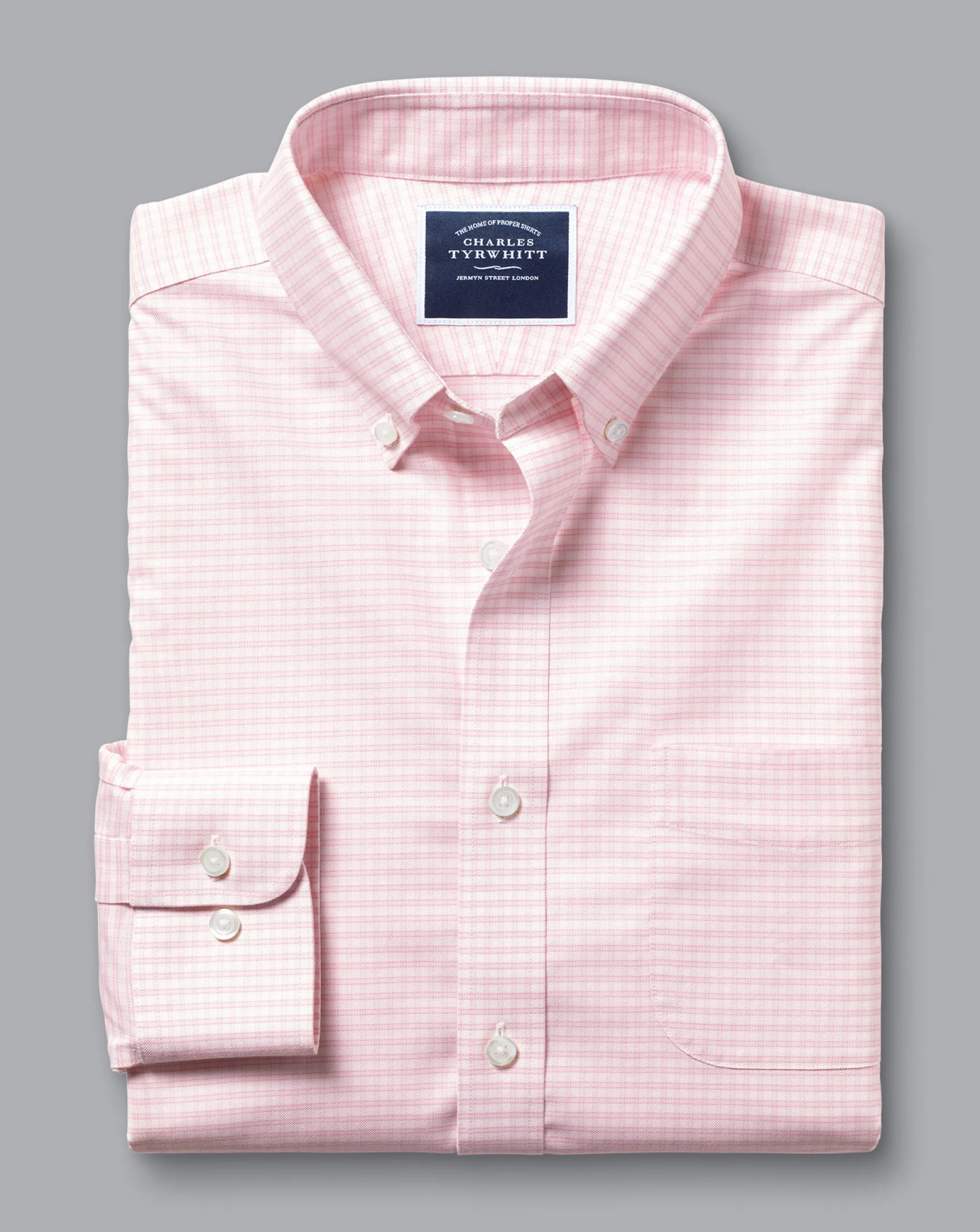 Shirt Sale|Dress Shirts<Charles Tyrwhitt Button-Down Collar Check Non-Iron Stretch Oxford Shirt - Pink