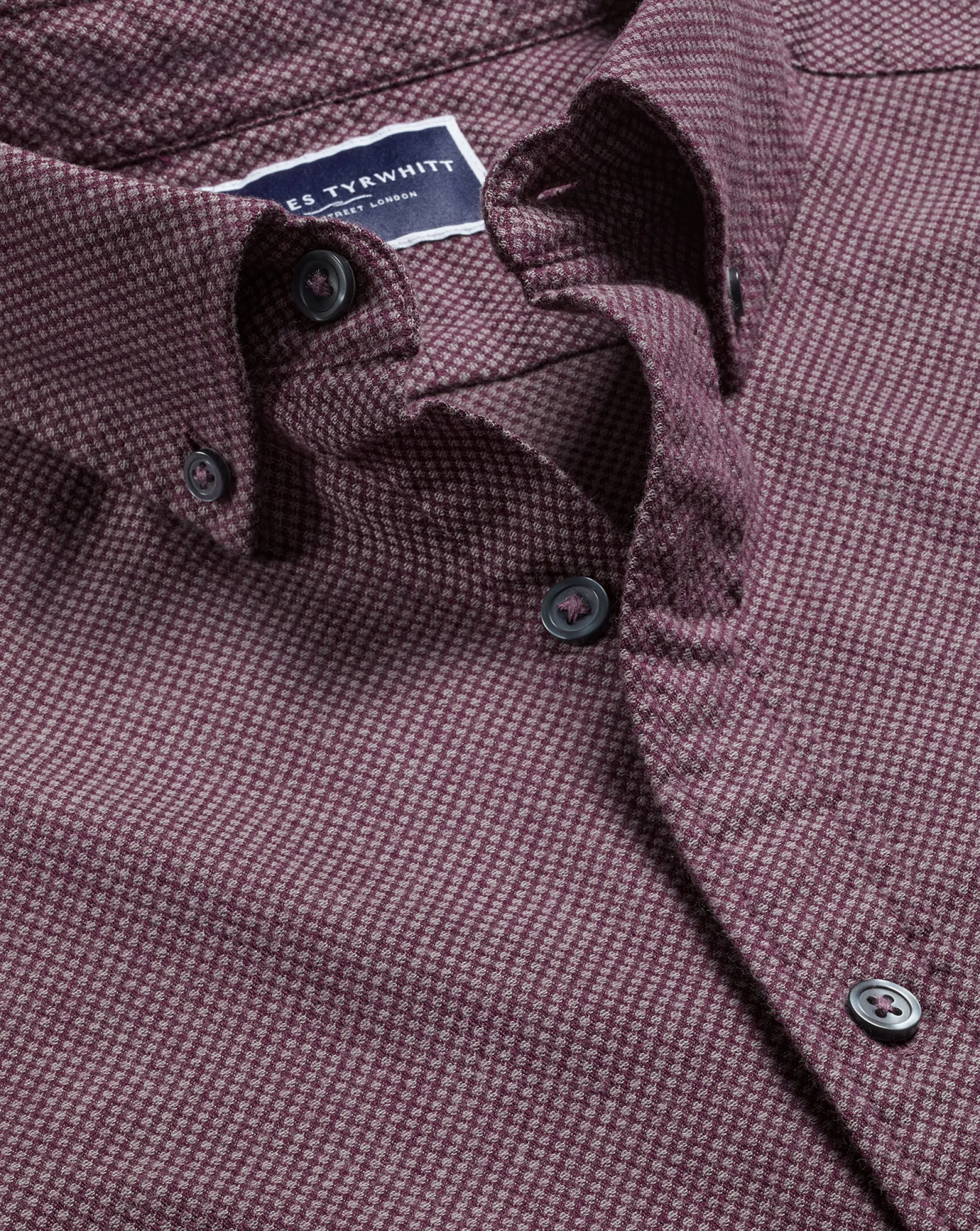 Casual Shirts|Flannel Shirts<Charles Tyrwhitt Button-Down Collar Dobby Flannel Shirt - Blackberry Purple