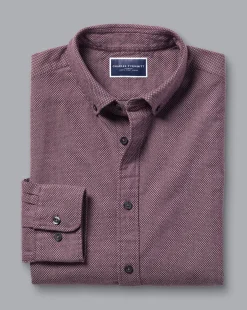 Casual Shirts|Flannel Shirts<Charles Tyrwhitt Button-Down Collar Dobby Flannel Shirt - Blackberry Purple