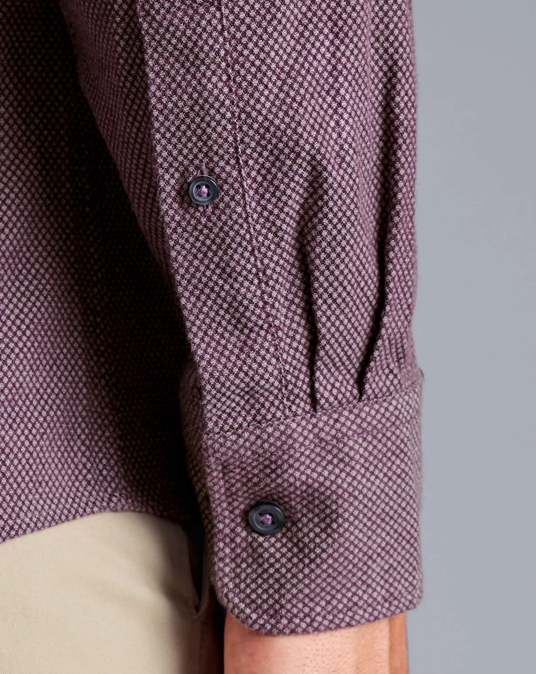 Casual Shirts|Flannel Shirts<Charles Tyrwhitt Button-Down Collar Dobby Flannel Shirt - Blackberry Purple