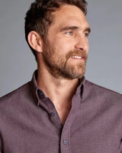 Casual Shirts|Flannel Shirts<Charles Tyrwhitt Button-Down Collar Dobby Flannel Shirt - Blackberry Purple