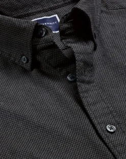 Flannel Shirts|Casual Shirts<Charles Tyrwhitt Button-Down Collar Dobby Flannel Shirt - Grey Charcoal
