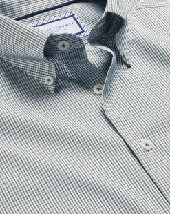 Shirt Sale|Dress Shirts<Charles Tyrwhitt Button-Down Collar Non-Iron Gingham Check Shirt - Green Olive