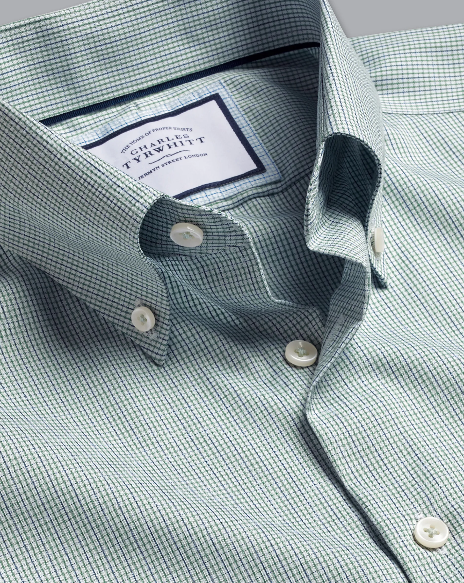 Shirt Sale|Dress Shirts<Charles Tyrwhitt Button-Down Collar Non-Iron Check Shirt - Pale Teal Green