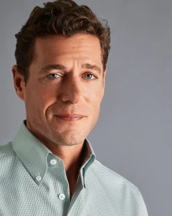 Shirt Sale|Dress Shirts<Charles Tyrwhitt Button-Down Collar Non-Iron Check Shirt - Pale Teal Green