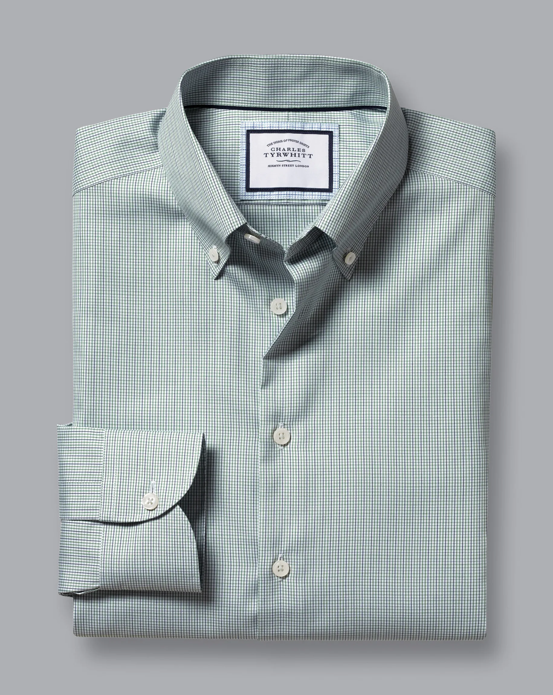 Shirt Sale|Dress Shirts<Charles Tyrwhitt Button-Down Collar Non-Iron Check Shirt - Pale Teal Green