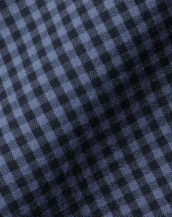 Business Casual Shirts|Casual Shirts<Charles Tyrwhitt Button-Down Collar Non-Iron Stretch Poplin Mini Gingham Shirt - Blue Indigo