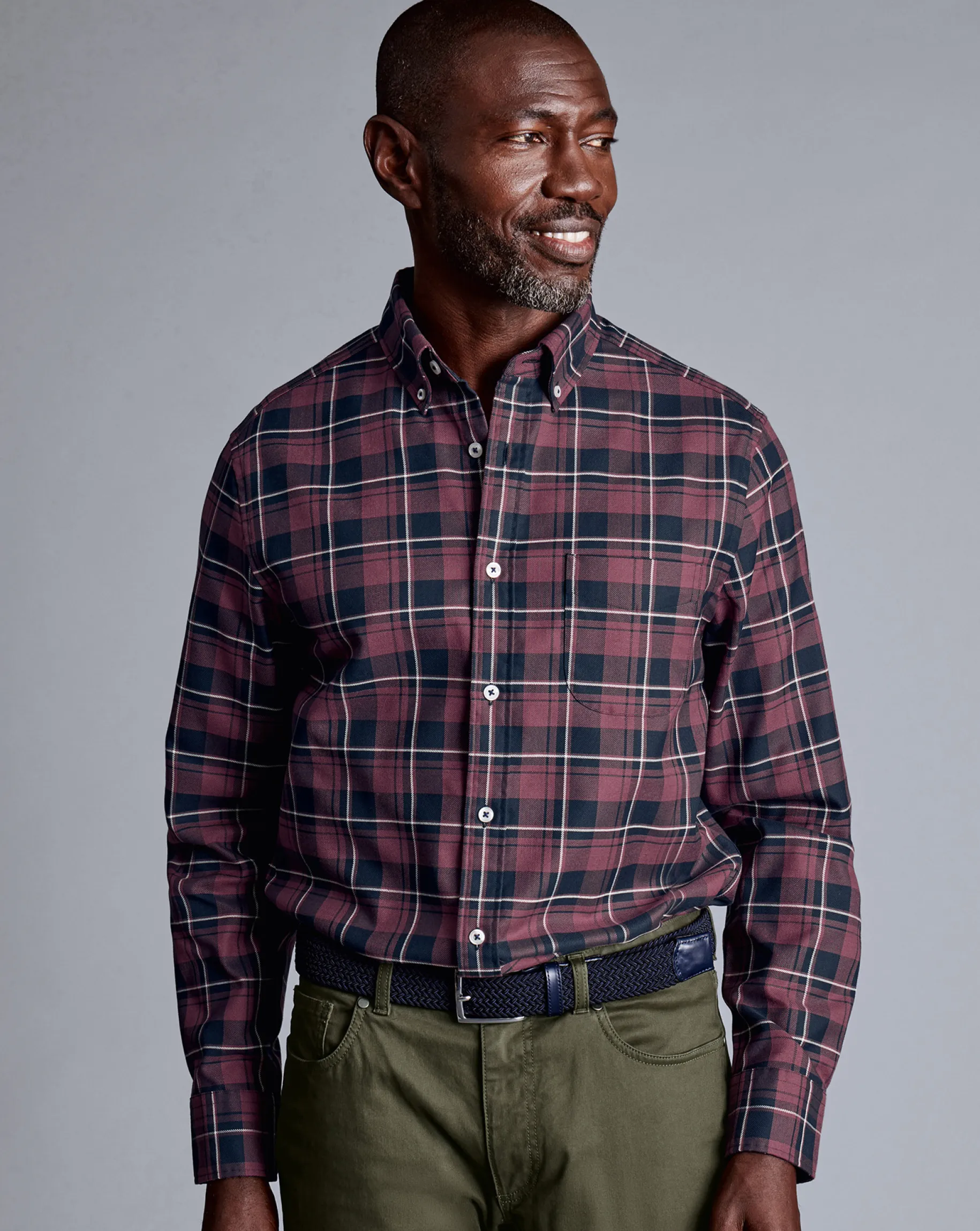 Shirt Sale|Casual Shirts<Charles Tyrwhitt Button-Down Collar Non-Iron Twill Windowpane Check Shirt - Blackberry Purple