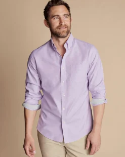 Business Casual Shirts|Casual Shirts<Charles Tyrwhitt Button-Down Collar Non-Iron Stretch Oxford Shirt - Lavender Purple
