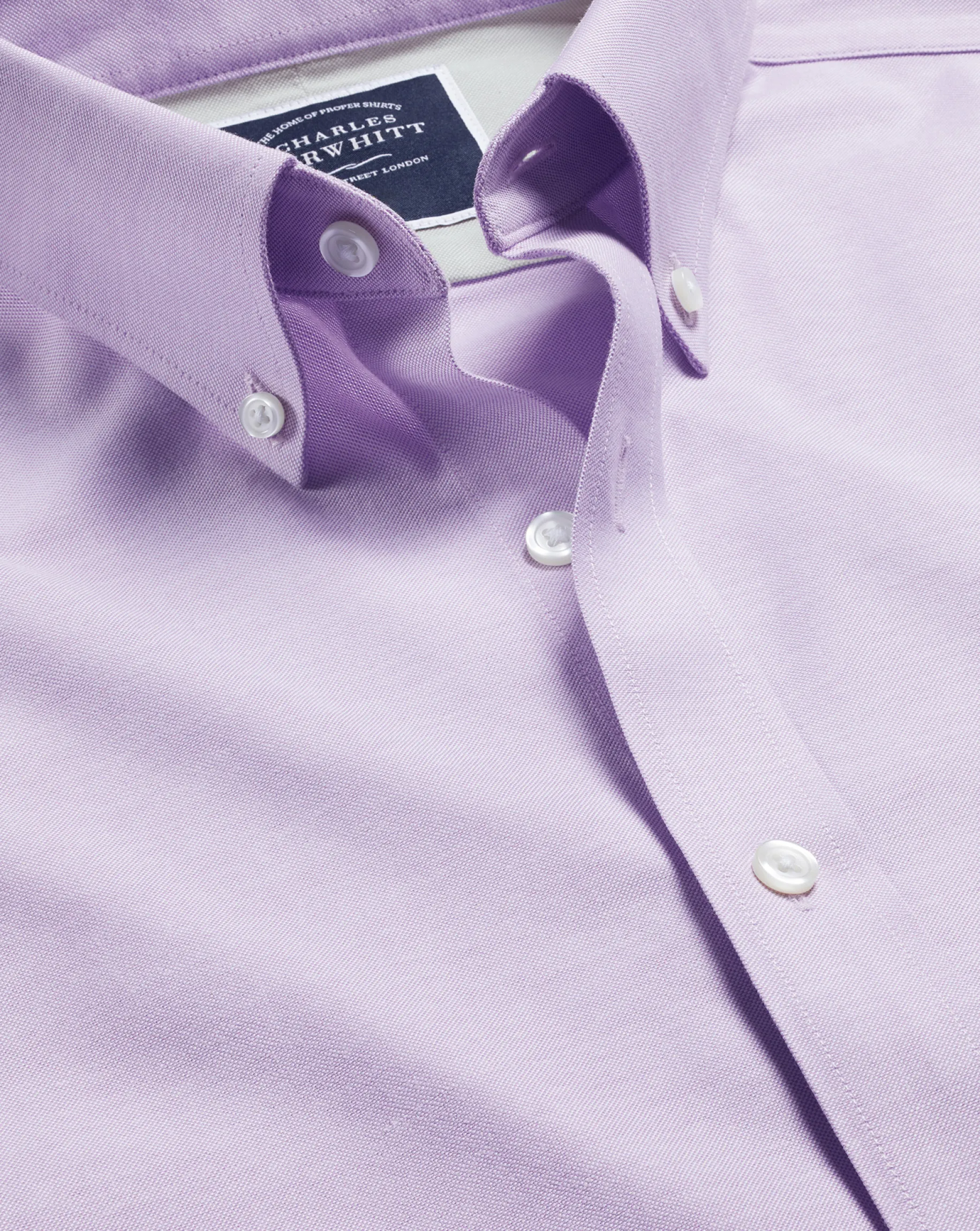 Business Casual Shirts|Casual Shirts<Charles Tyrwhitt Button-Down Collar Non-Iron Stretch Oxford Shirt - Lavender Purple