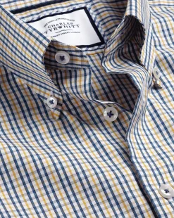 Shirt Sale|Dress Shirts<Charles Tyrwhitt Button-Down Collar Non-Iron Oxford Multi Check Shirt - Mustard Yellow