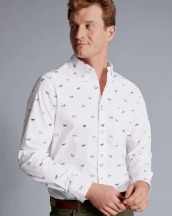 Casual Shirts|S<Charles Tyrwhitt Button-Down Collar Non-Iron Hound Print Shirt - Multi Multicoloured