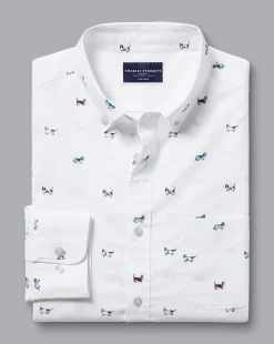 Casual Shirts|S<Charles Tyrwhitt Button-Down Collar Non-Iron Hound Print Shirt - Multi Multicoloured