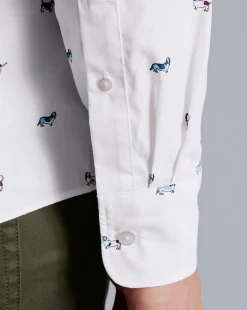 Casual Shirts|S<Charles Tyrwhitt Button-Down Collar Non-Iron Hound Print Shirt - Multi Multicoloured
