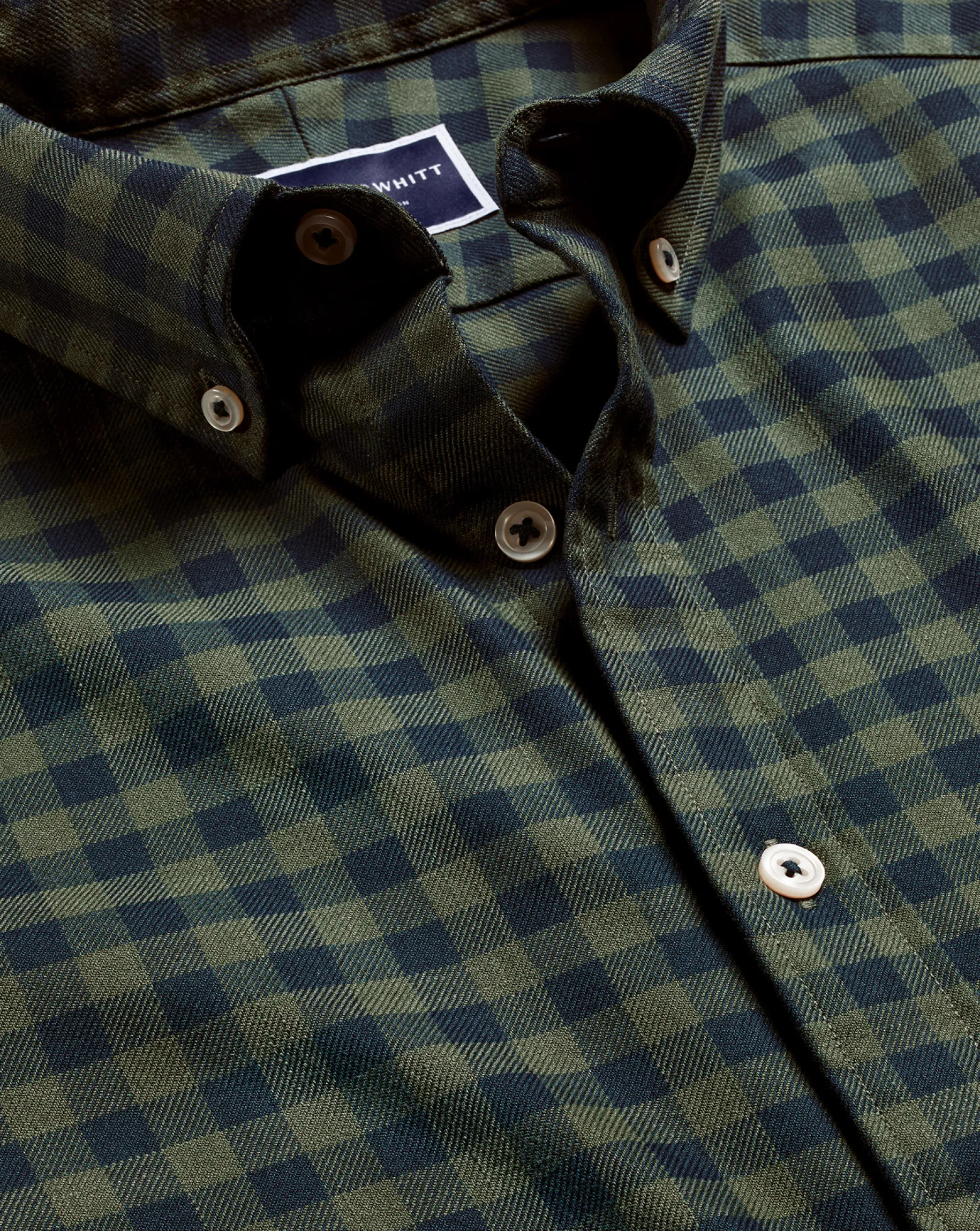 Shirt Sale|Casual Shirts<Charles Tyrwhitt Button-Down Collar Non-Iron Twill Gingham Shirt - Green Olive